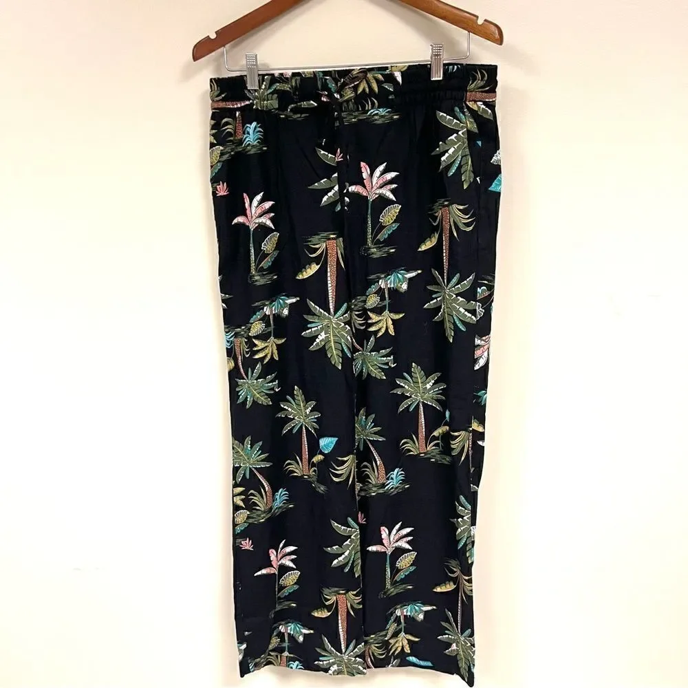 👠Old Navy linen blend tropical print pants.  Size M